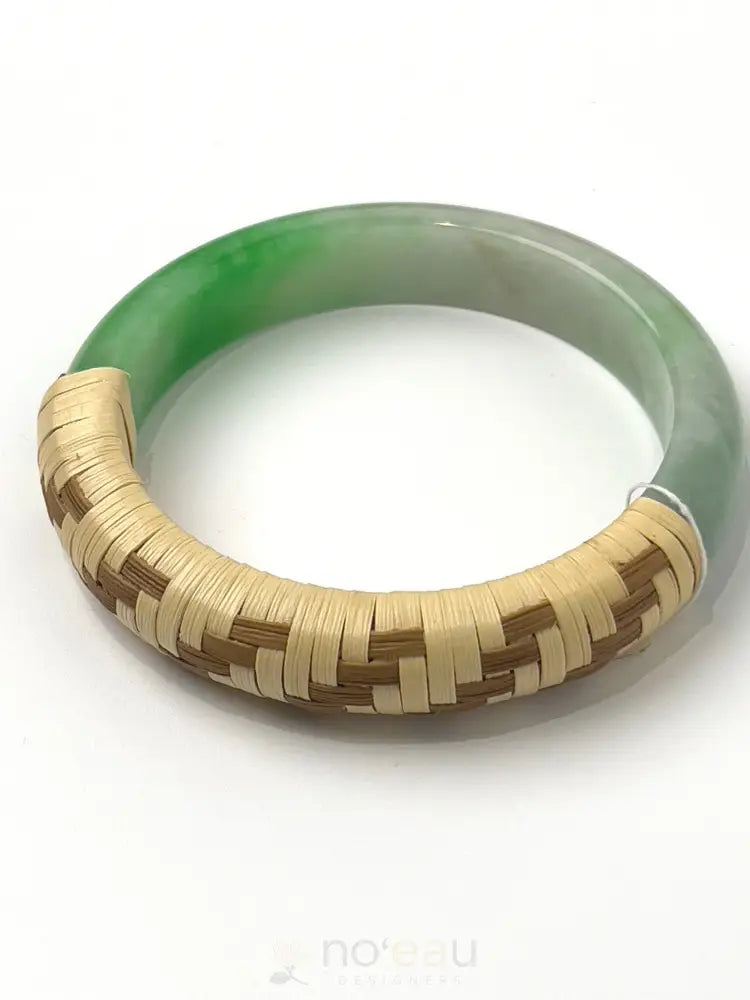 Lauhala Wrapped Jade Bracelets Size 8 - Noʻeau Designers