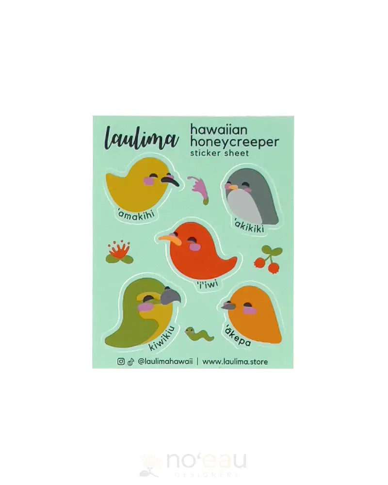 LAULIMA - Hawaiian Honeycreeper Sticker Sheet - Noʻeau Designers