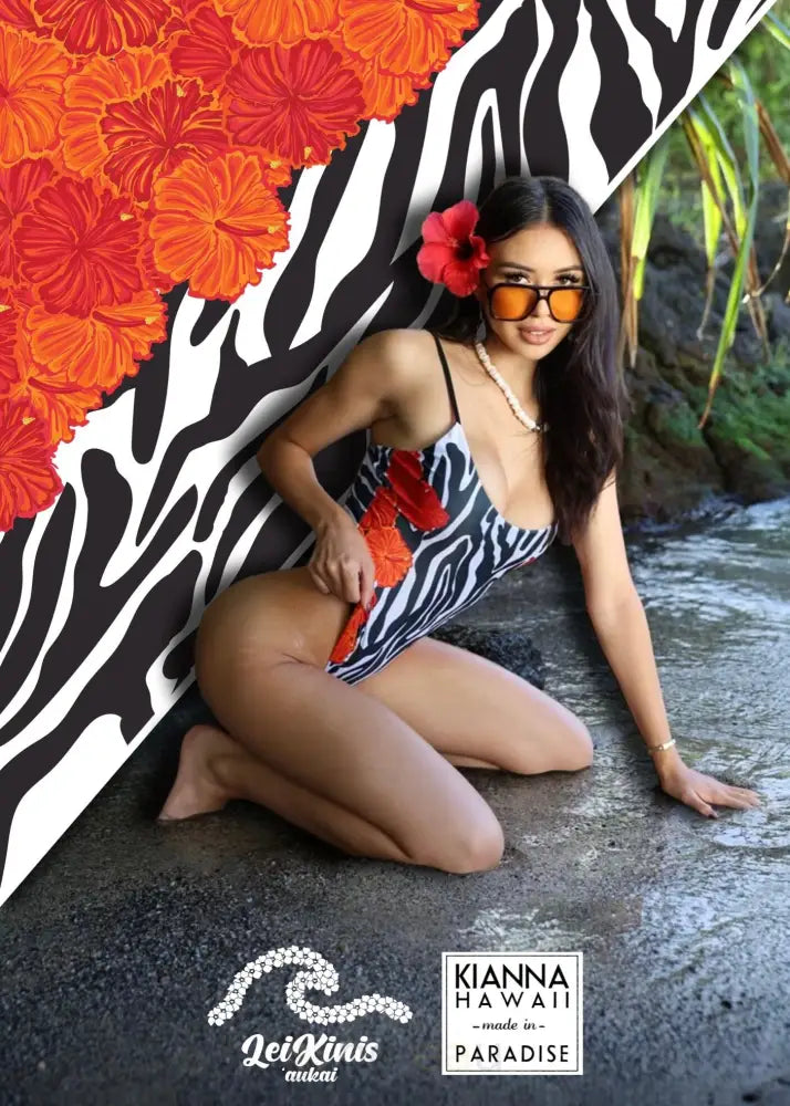 LEI KINIS AUKAI - Zebra Exotic Kino One Piece Bikini - Noʻeau Designers