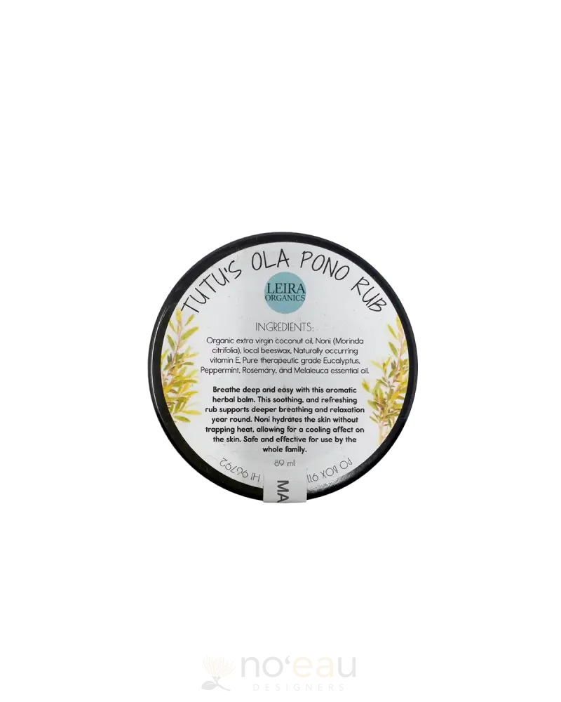 Leira Organics - Tutus Ola Pono Rub 89Ml Health & Beauty