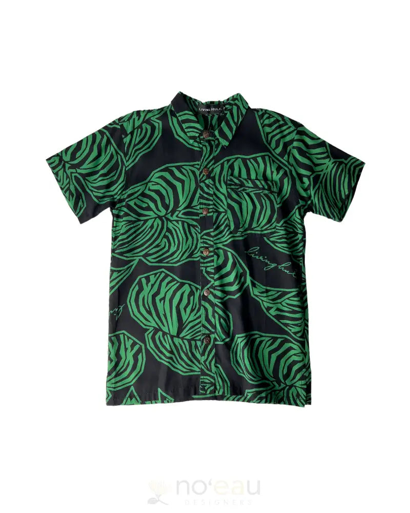 LIVING HULA - Green Kalo Keiki Keawe Shirt - Noʻeau Designers