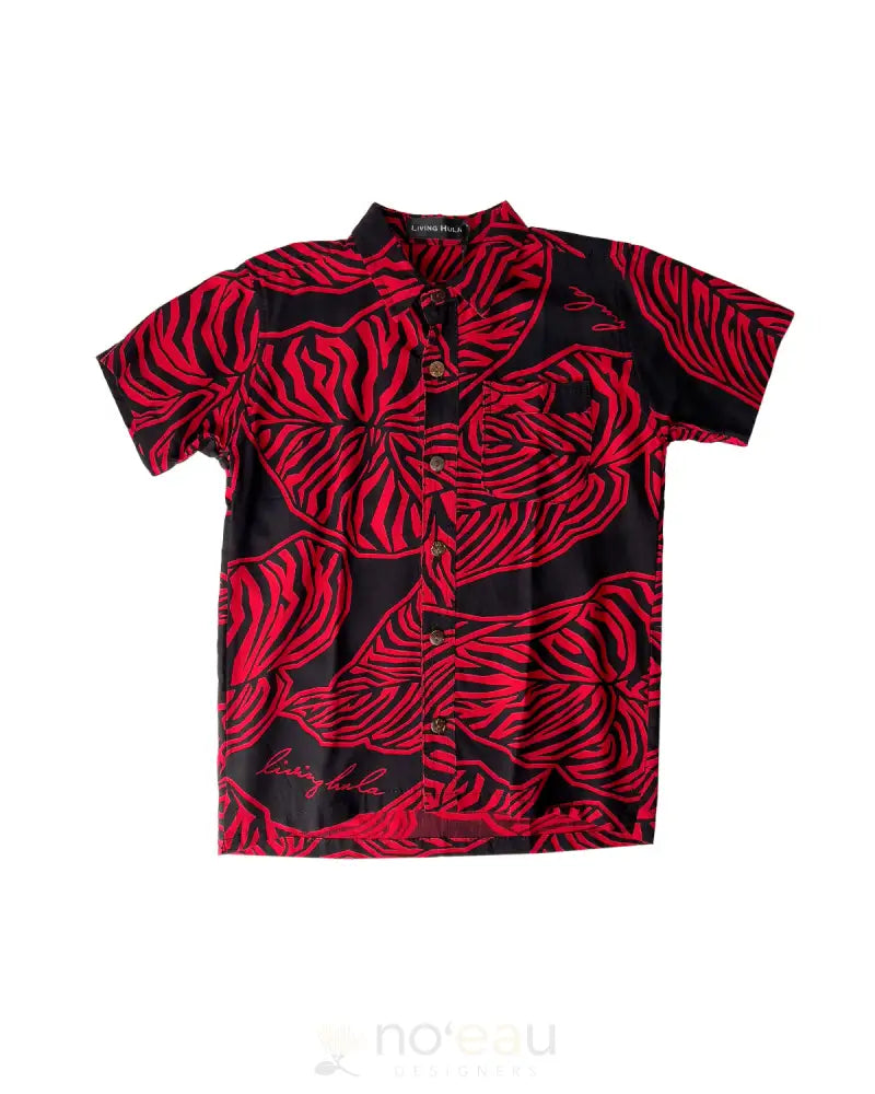 LIVING HULA - Red Kalo Keawe Keiki Shirt - Noʻeau Designers