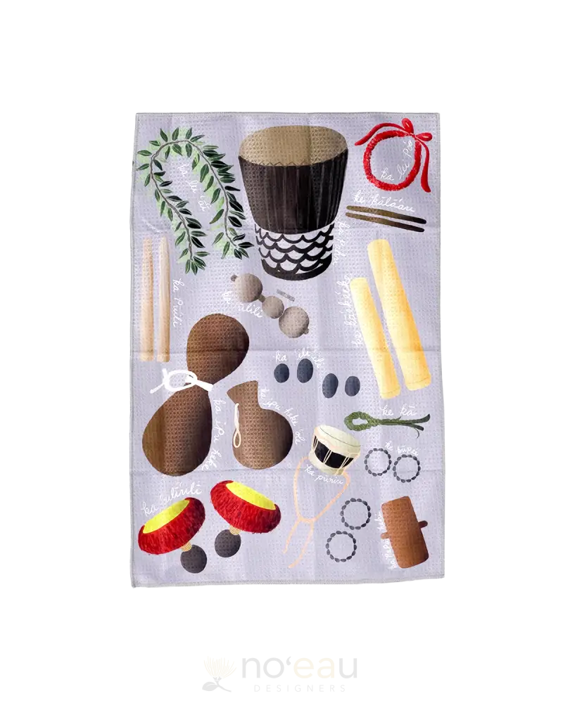 Mahuahua Designs - Assorted ʻŌlelo Kitchen Towels Hula Gray Home Goods