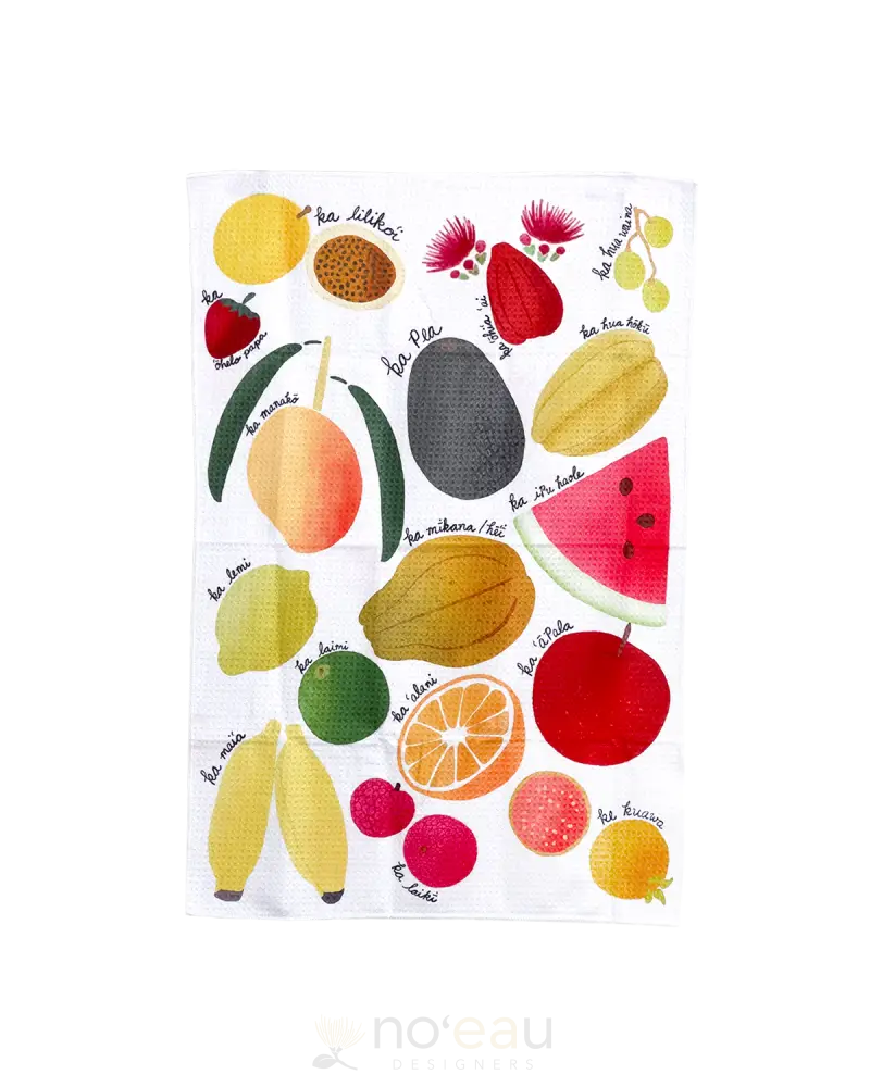 Mahuahua Designs - Assorted ʻŌlelo Kitchen Towels Fruits White Home Goods