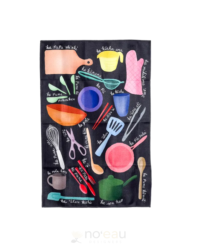 Mahuahua Designs - Assorted ʻŌlelo Kitchen Towels Kitchen Tools Black Home Goods