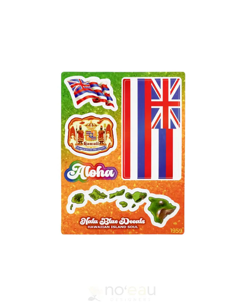 Nalu Blue - Hawaiian Flag Combo Pack Stickers/Pins/Patches