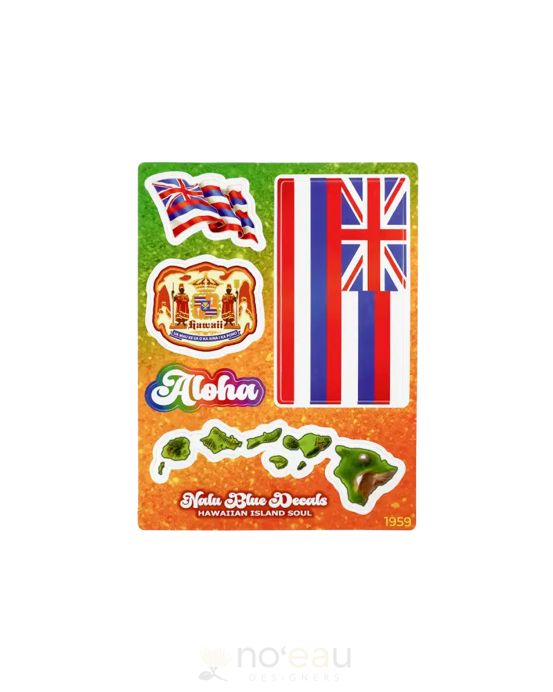 Nalu Blue - Hawaiian Flag Combo Pack Stickers/Pins/Patches