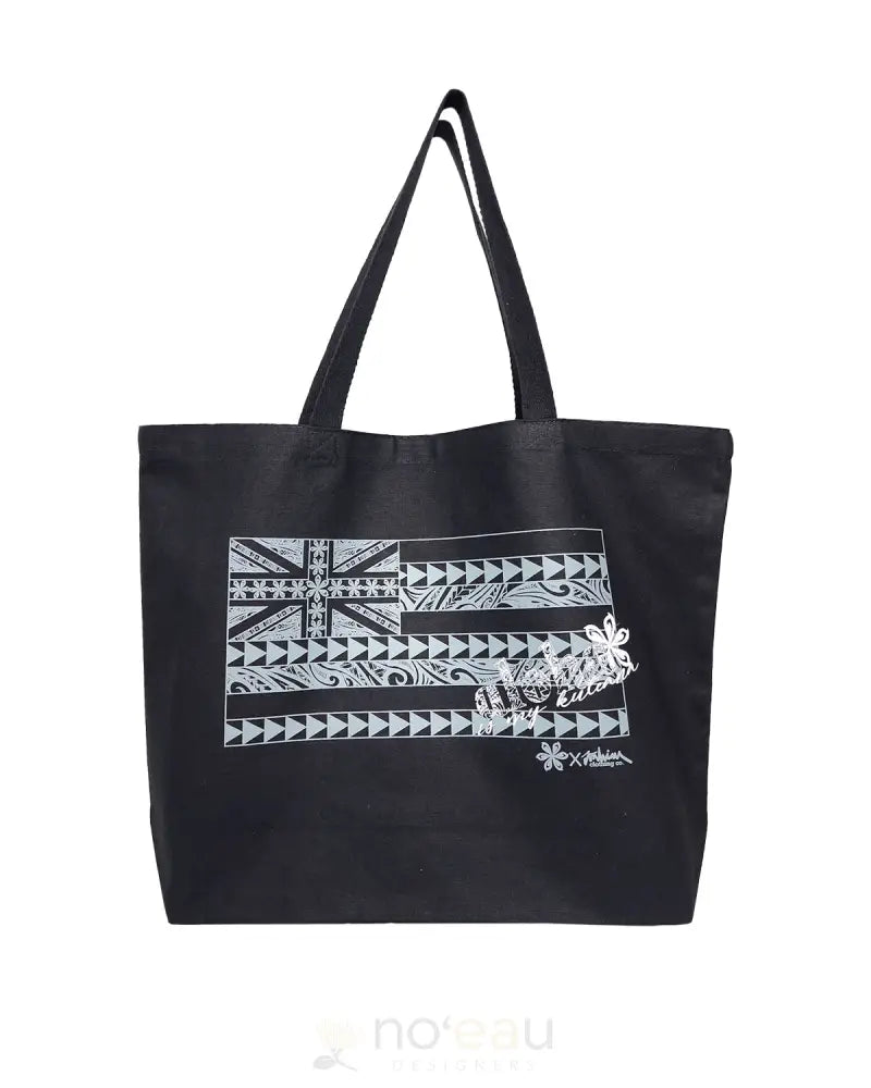 NOE X KAHIAU - Hae Hawaiʻi Aloha Kuleana Black Canvas Tote - Noʻeau Designers