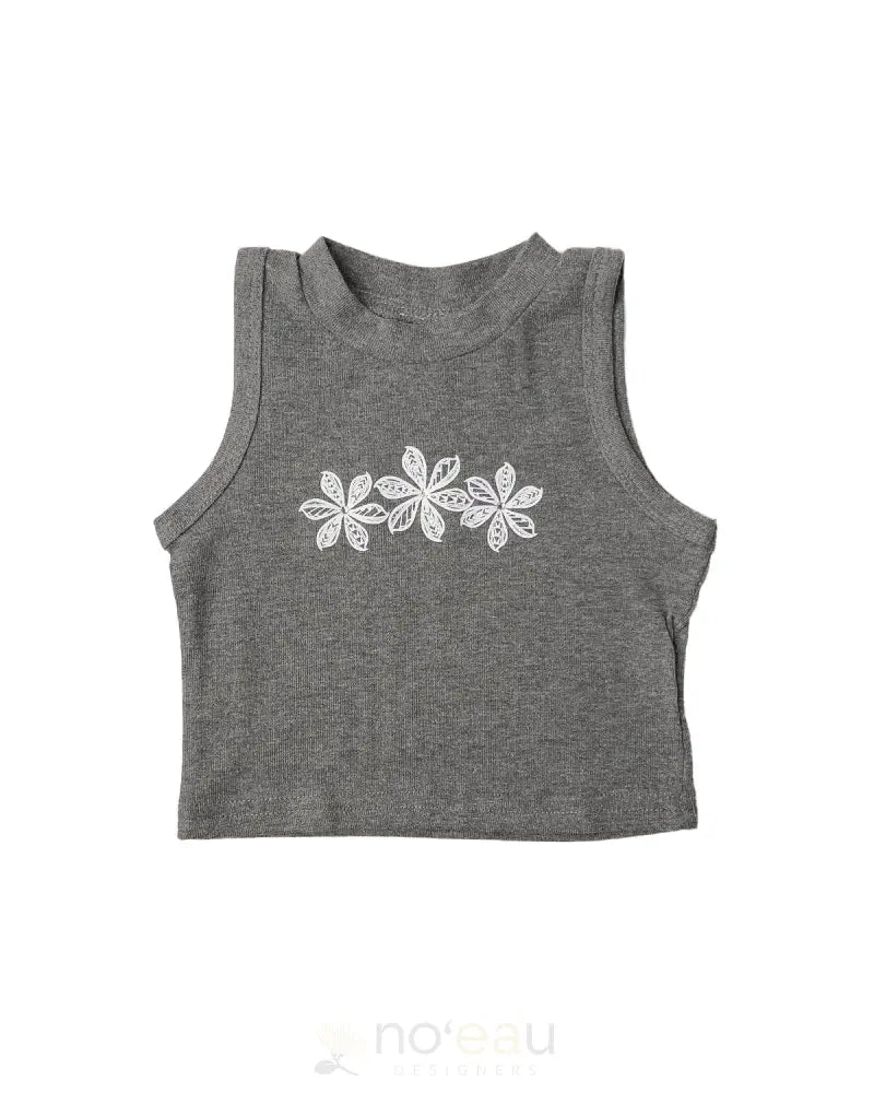 Noe X Kahiau - Grey High Neck W/Tribal Flowers Bling Kids Clothing