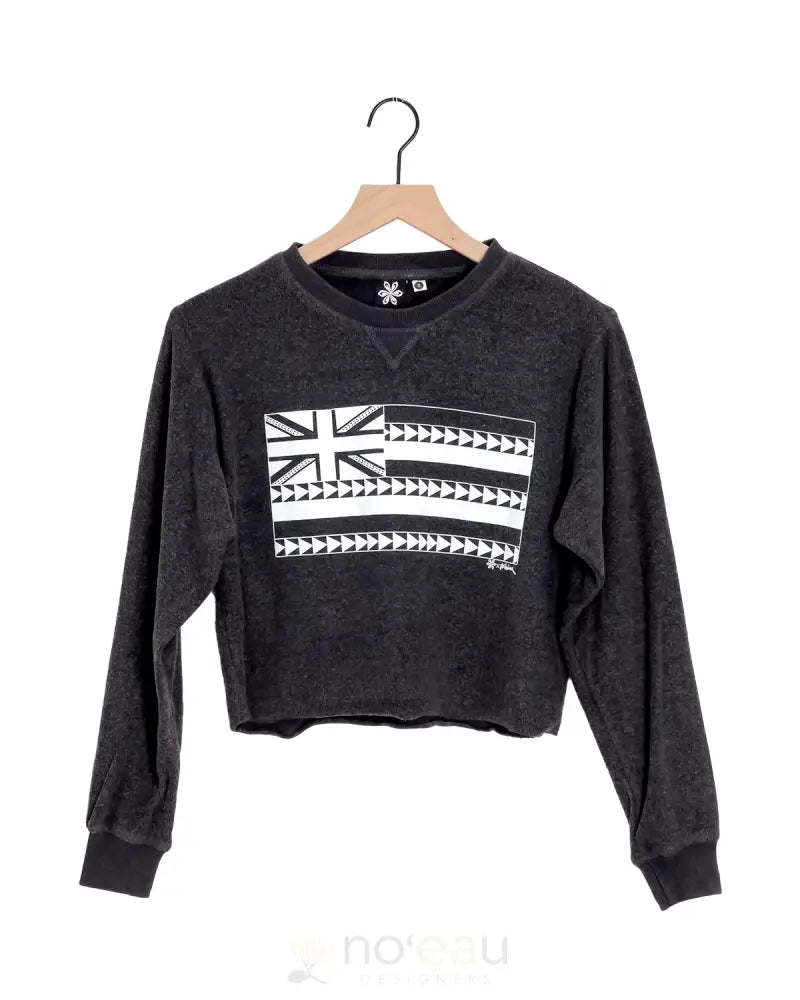 Noe X Kahiau - Hae Hawaii Crop Top Fleece Dark Grey / Small Women’s Clothing