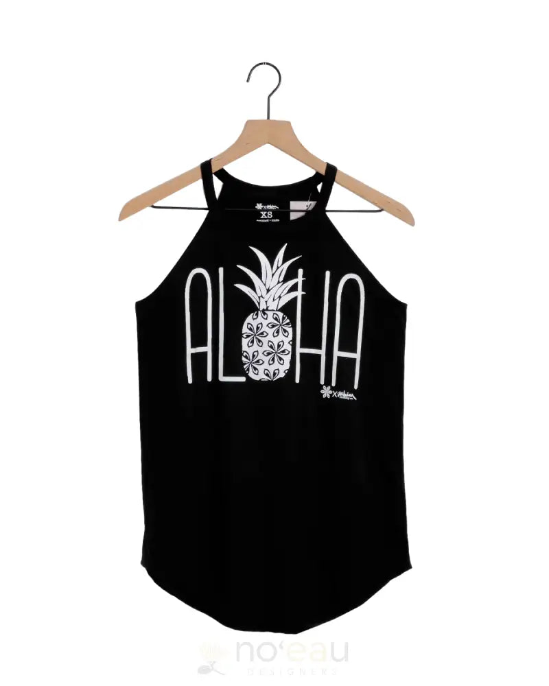 Noe X Kahiau - Pineapple Pixel Black Tee Womens Clothing