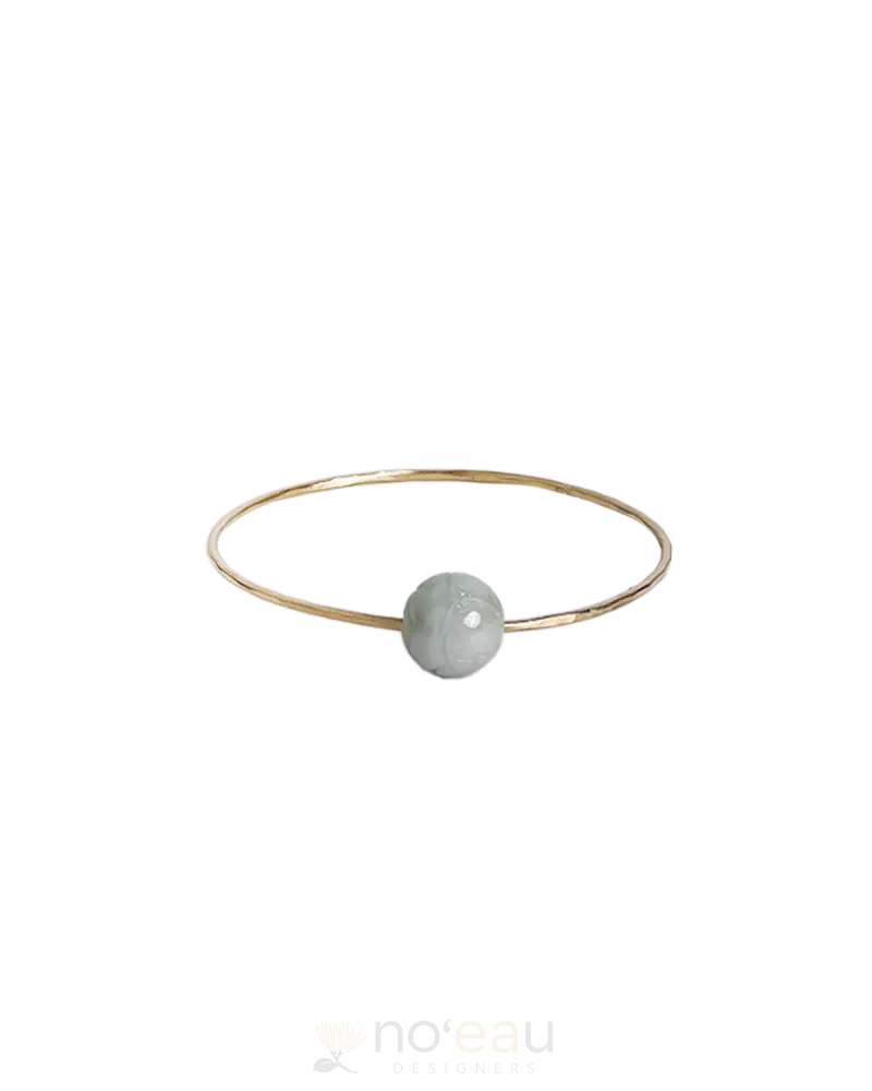 Noeau - 14K Gold Filled Bangle With Carved Jade 7.5 Jewelry