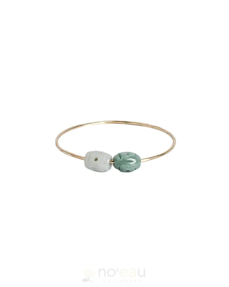 Noeau - 14K Gold Filled Bangle With Double Barrel Jade Charm 7 Jewelry