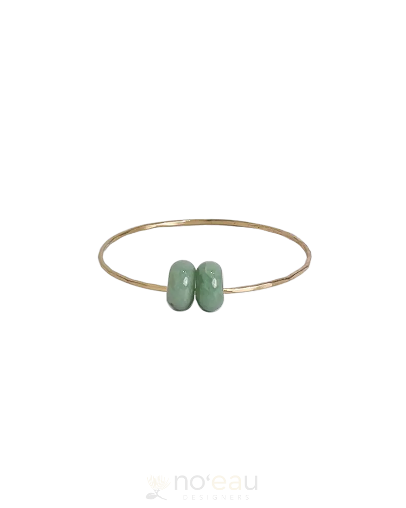 Noeau - 14K Gold Filled Bangle With Double Jade Charm 7.5 Jewelry