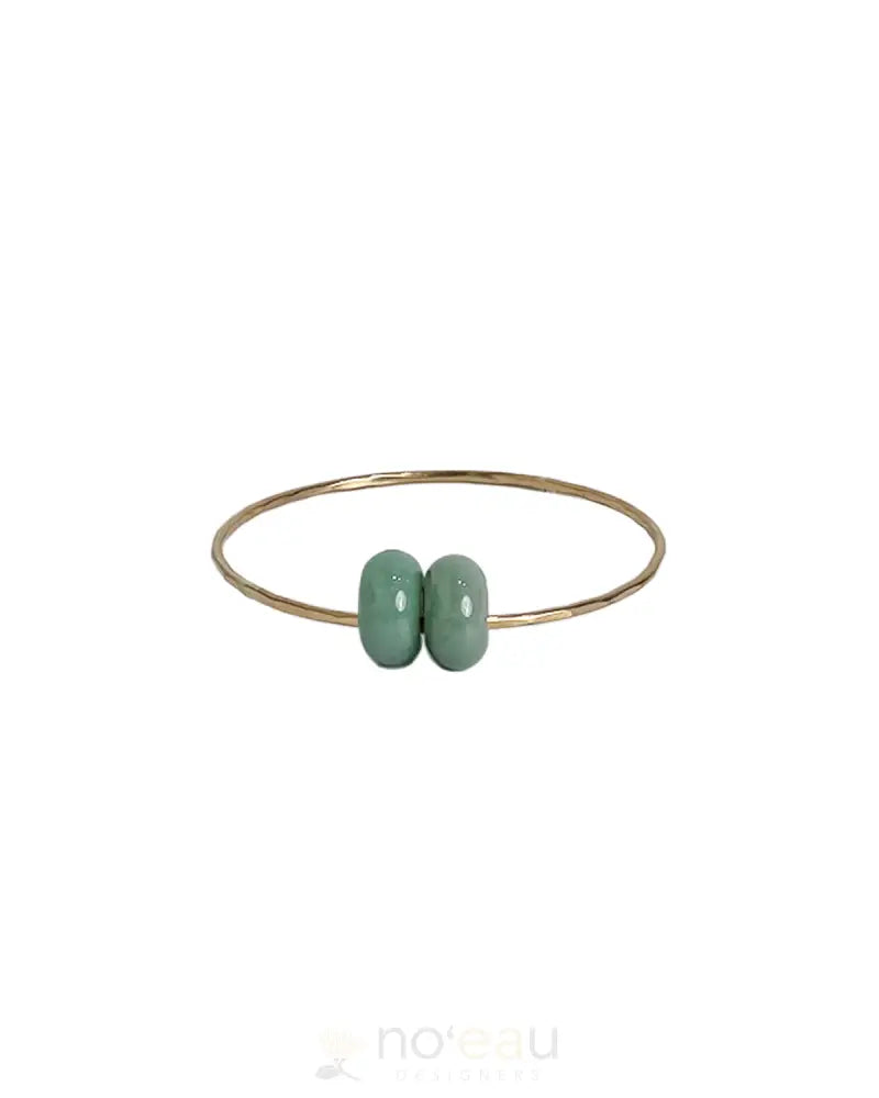 Noeau - 14K Gold Filled Bangle With Double Jade Charm 7 Jewelry