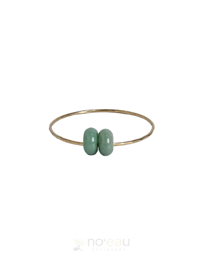 Noeau - 14K Gold Filled Bangle With Double Jade Charm 7 Jewelry