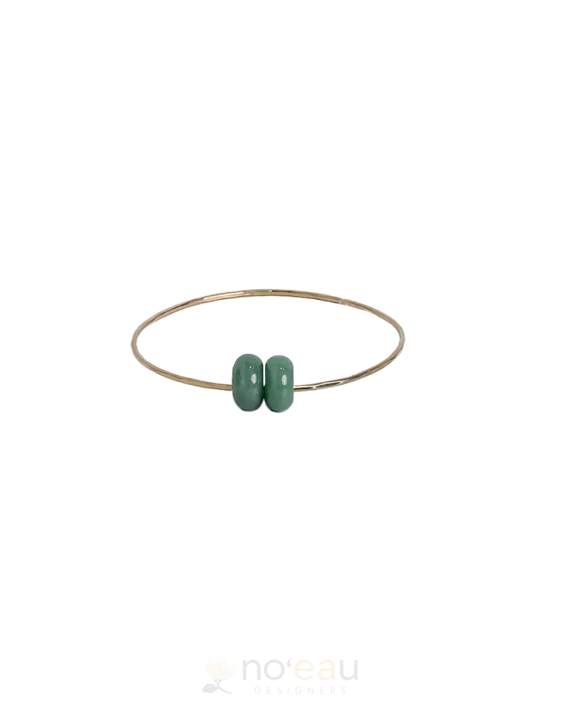 Noeau - 14K Gold Filled Bangle With Double Jade Charm 9 Jewelry