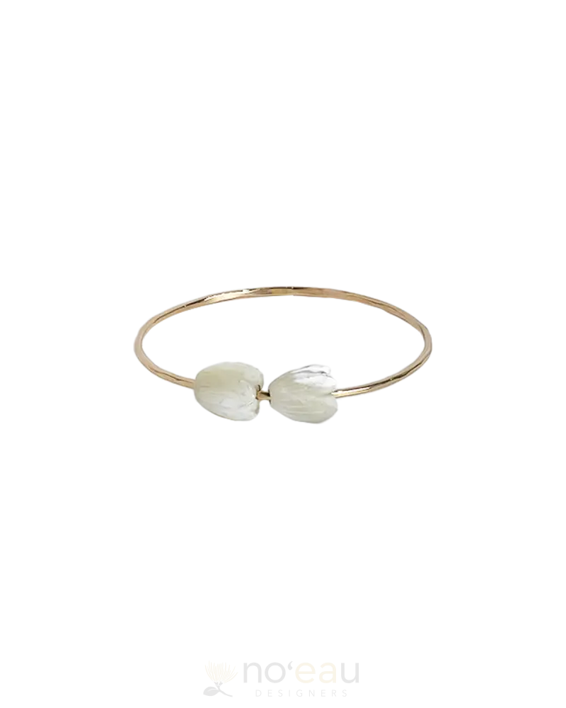 Noeau - 14K Gold Filled Bangle With Double Pikake Charms 6.5 Jewelry