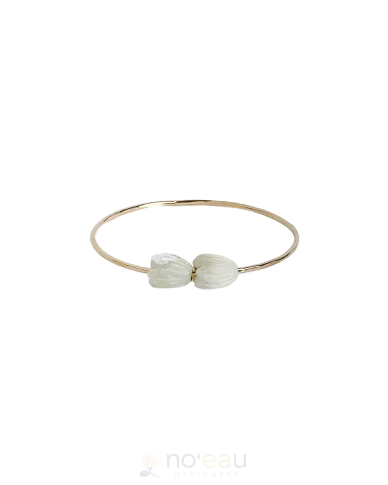 Noeau - 14K Gold Filled Bangle With Double Pikake Charms 7.5 Jewelry