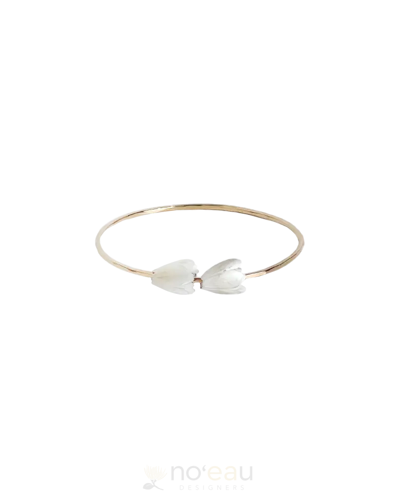 Noeau - 14K Gold Filled Bangle With Double Pikake Charms 7 Jewelry