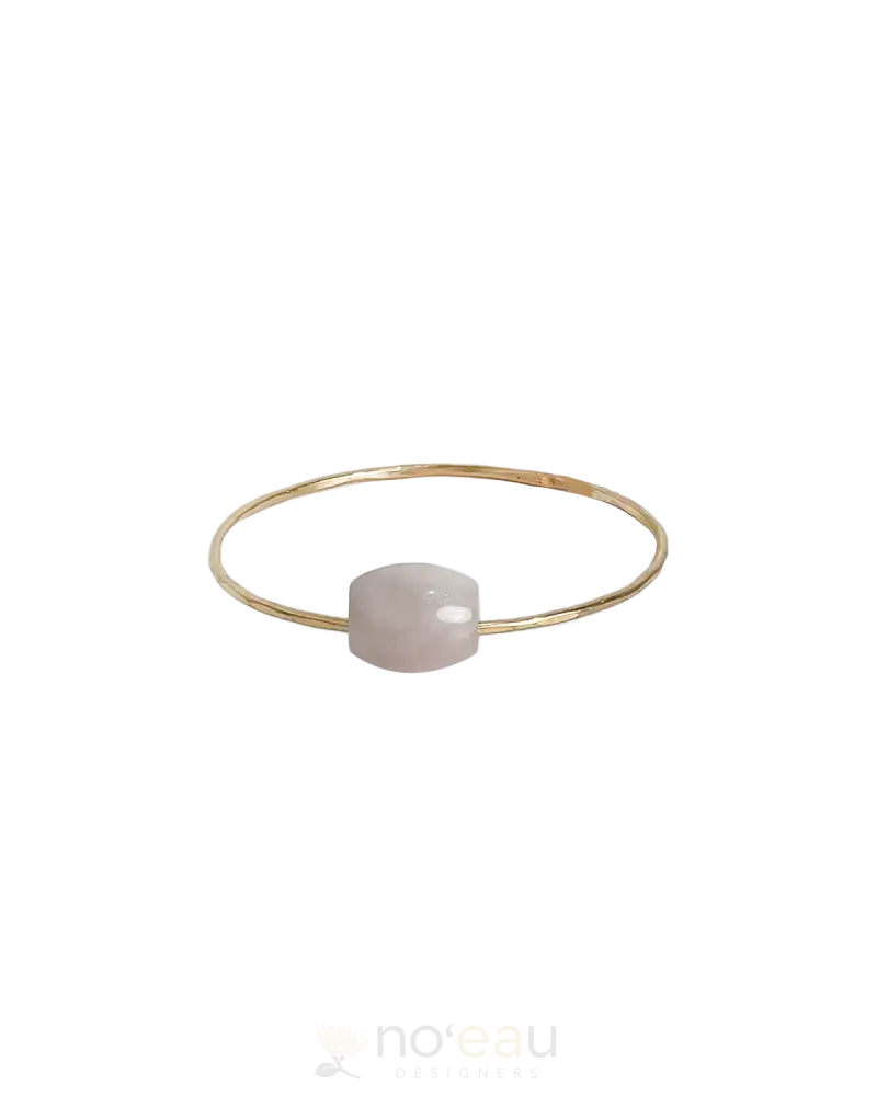 Noeau - 14K Gold Filled Bangle With Single Barrel Lavender Jade 7 Jewelry