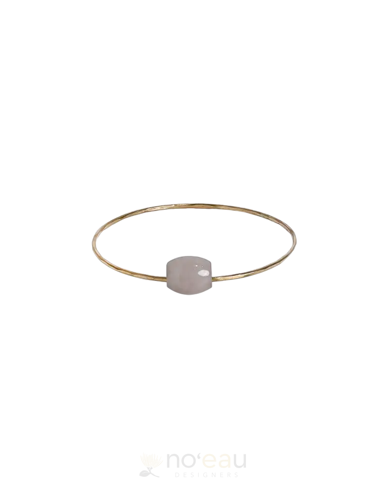 Noeau - 14K Gold Filled Bangle With Single Barrel Lavender Jade 9 Jewelry