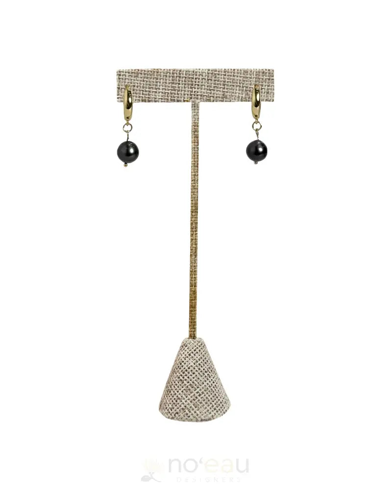 Noeau - 14K Gold Filled Tahitian Pearl Huggies Earrings Jewelry