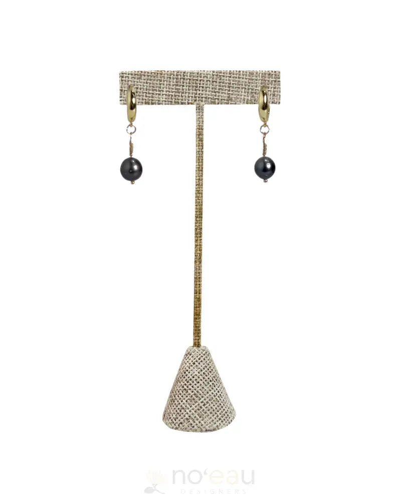 Noeau - 14K Gold Filled Tahitian Pearl Huggies Earrings Jewelry