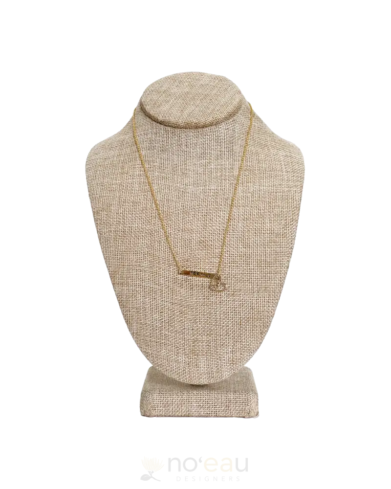 Noeau - 18’ 14K Goldfilled Stamped Bar Necklace With Charm Hee Nalu / Wave Heart Jewelry