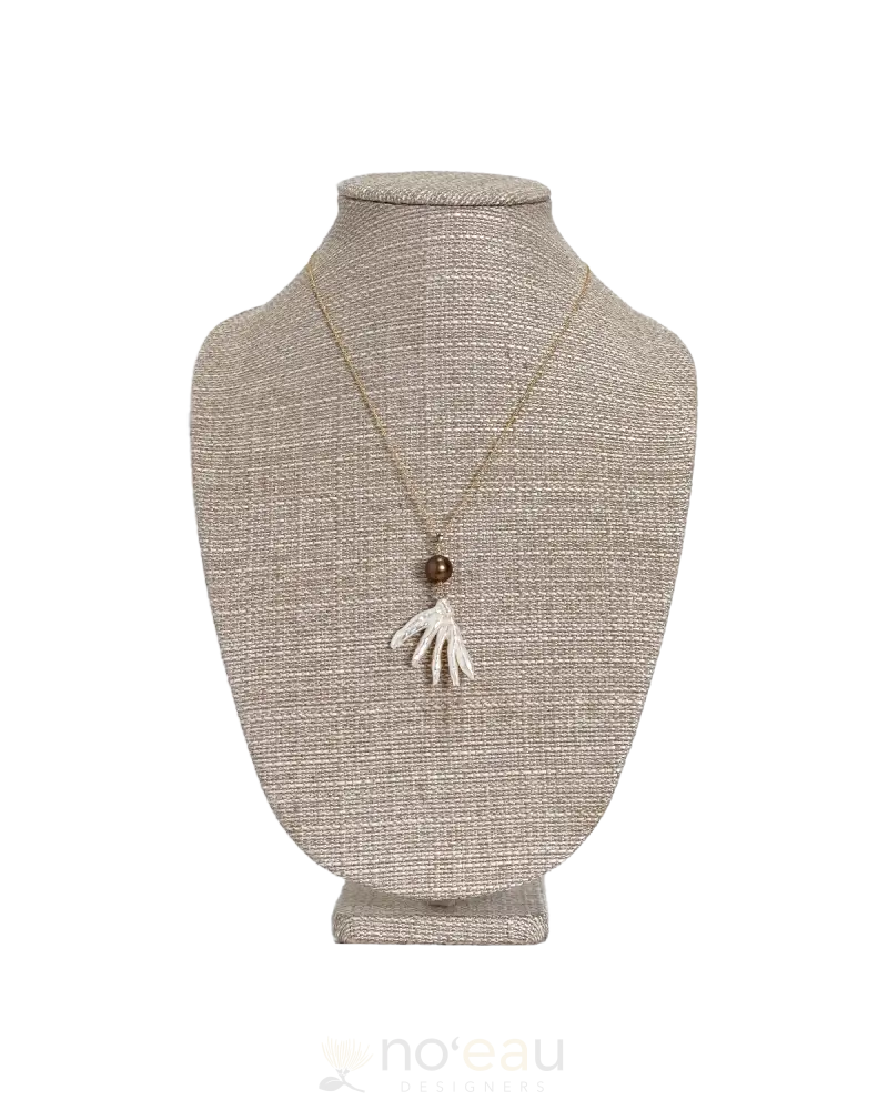 NOEAU - Bird of Paradise Keshi Pearl with AAA Tahitian Pearl on Gold Filled Chain Brown JEWELRY