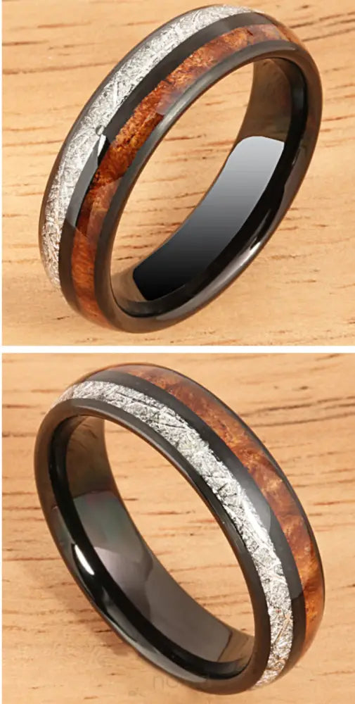 Native Blends 8mm Koa & Meteorite Rings - Noeau Designers