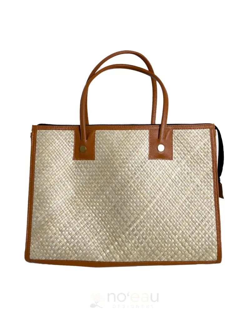 NOEAU DESIGNERS - Fabric-Lined Faux Lauhala Tote (Clay) - Noʻeau Designers