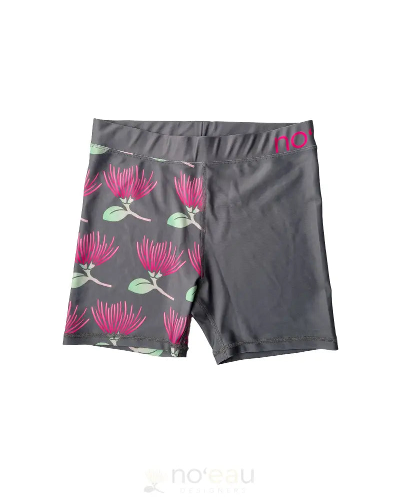 NOʻEAU DESIGNERS - Noʻeau Gray + Pink ʻŌhiʻa Biker Shorts - Noʻeau Designers