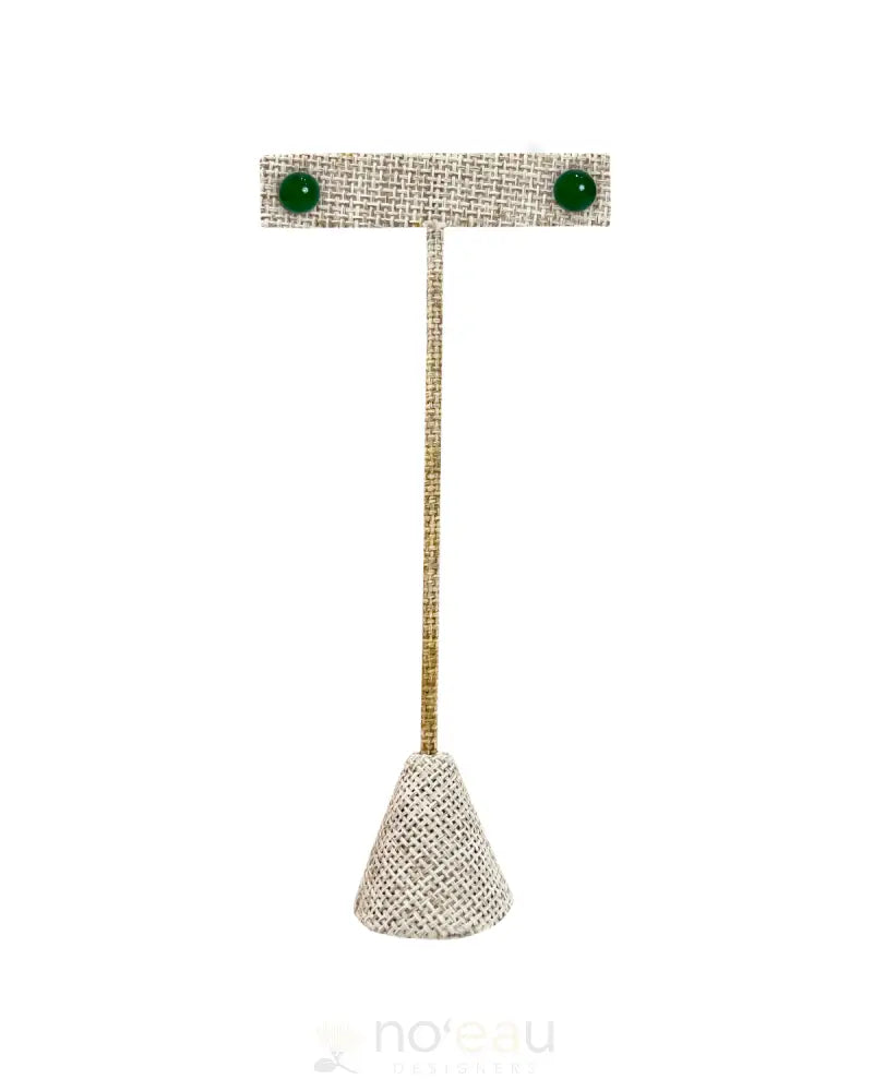 NOʻEAU DESIGNERS - Green Jade Stud Earring LARGE JEWELRY