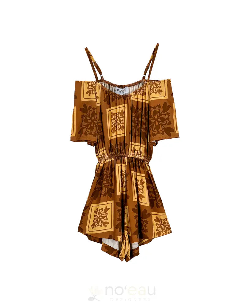 Noʻeau Designers - Kalo Quilt Brown Kuiki Keiki Romper KID’S CLOTHING