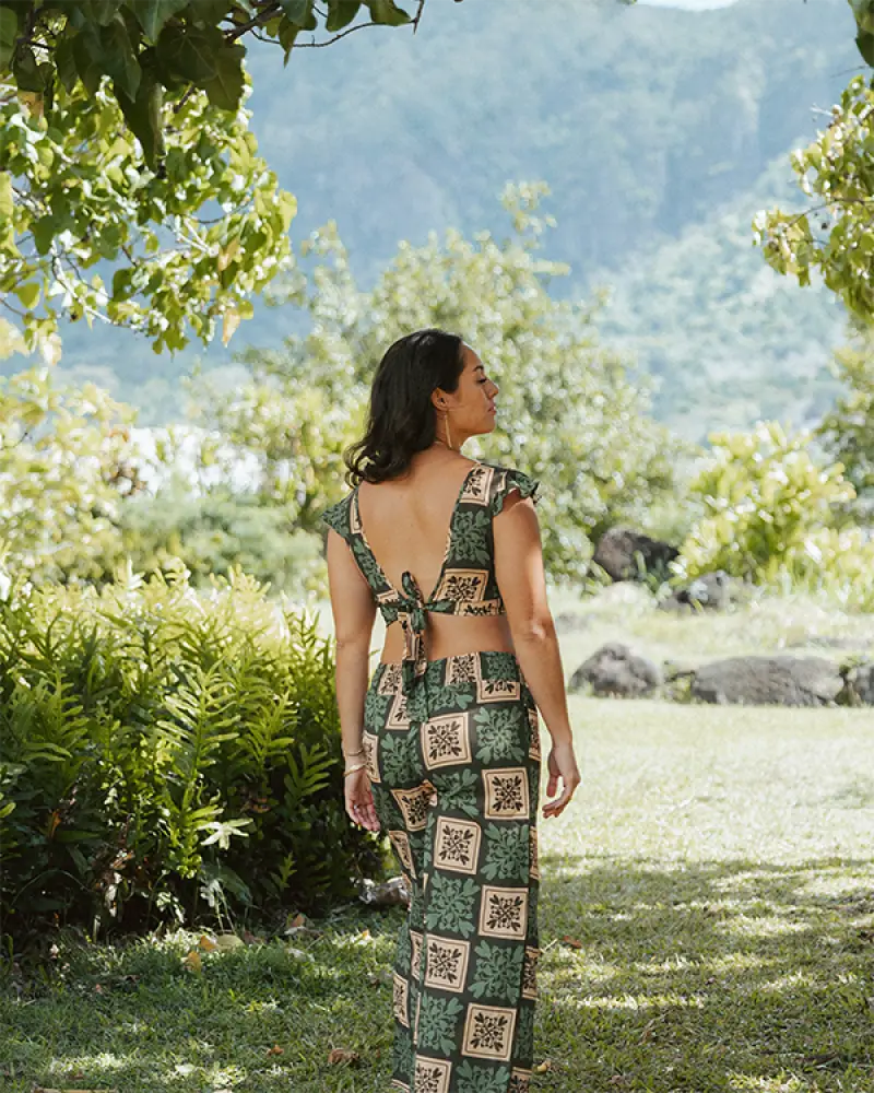 Noeau - Hoʻonanea Green Kalo Quilt Pants Women’s Clothing