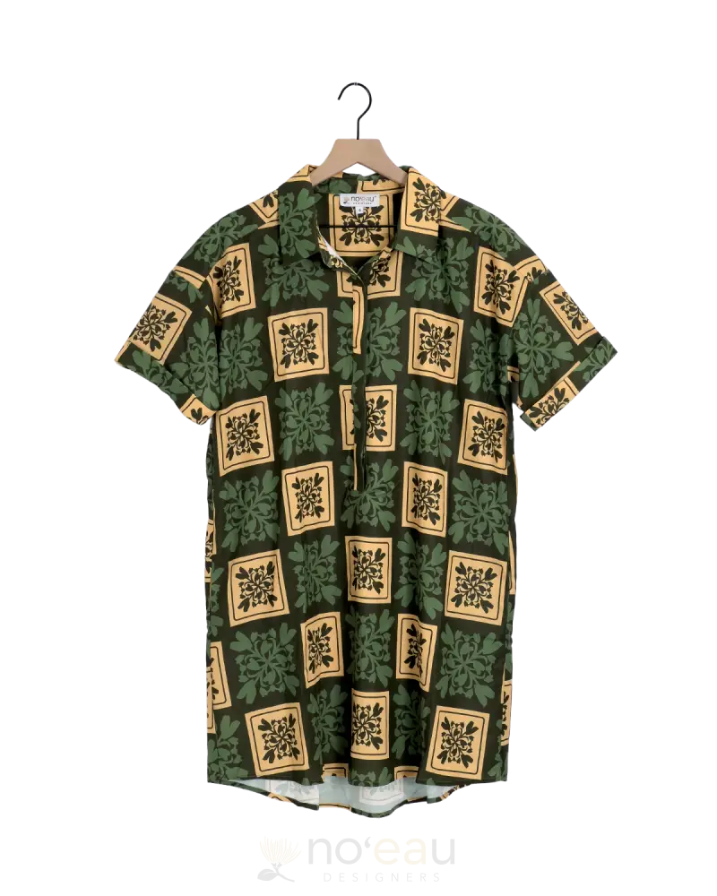 Noeau - Kahele Button Down Green Kalo Quilt Dress Women’s Clothing