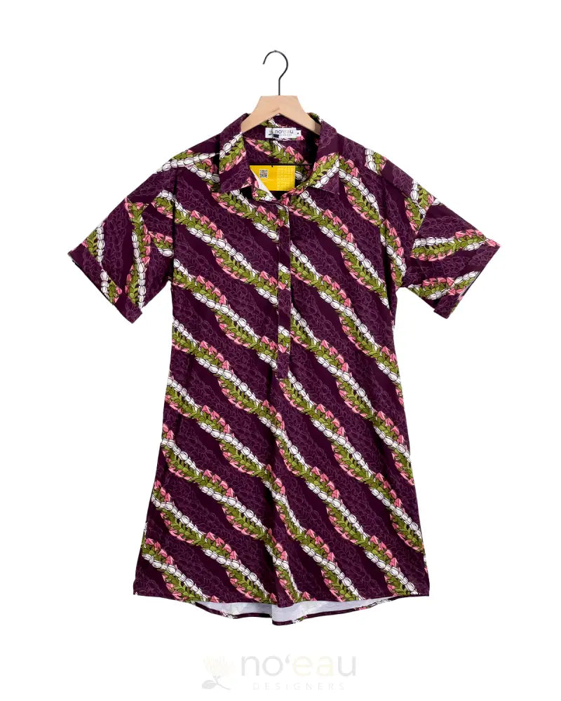 NOEAU - Kahele Button Down Violet Leialoha Dress WOMEN’S CLOTHING