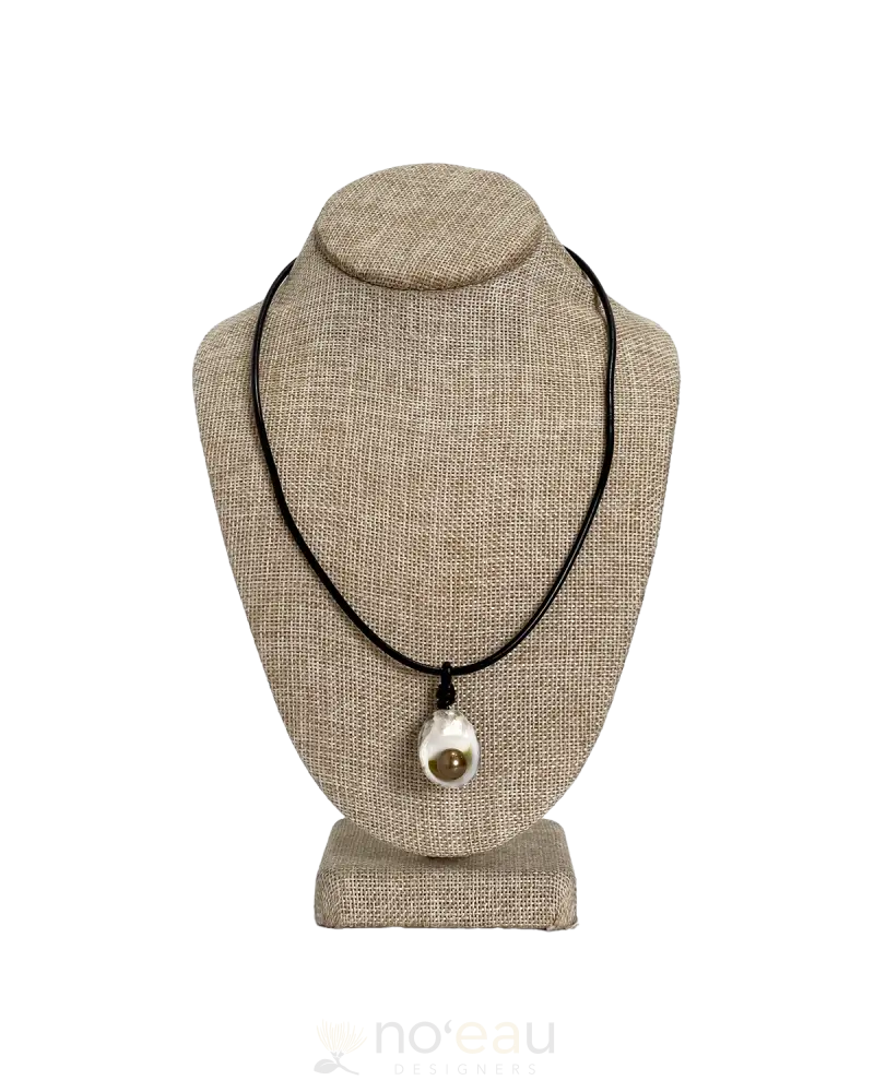 NOEAU - Kupee + AAA Tahitian Pearl on Leather Necklace JEWELRY