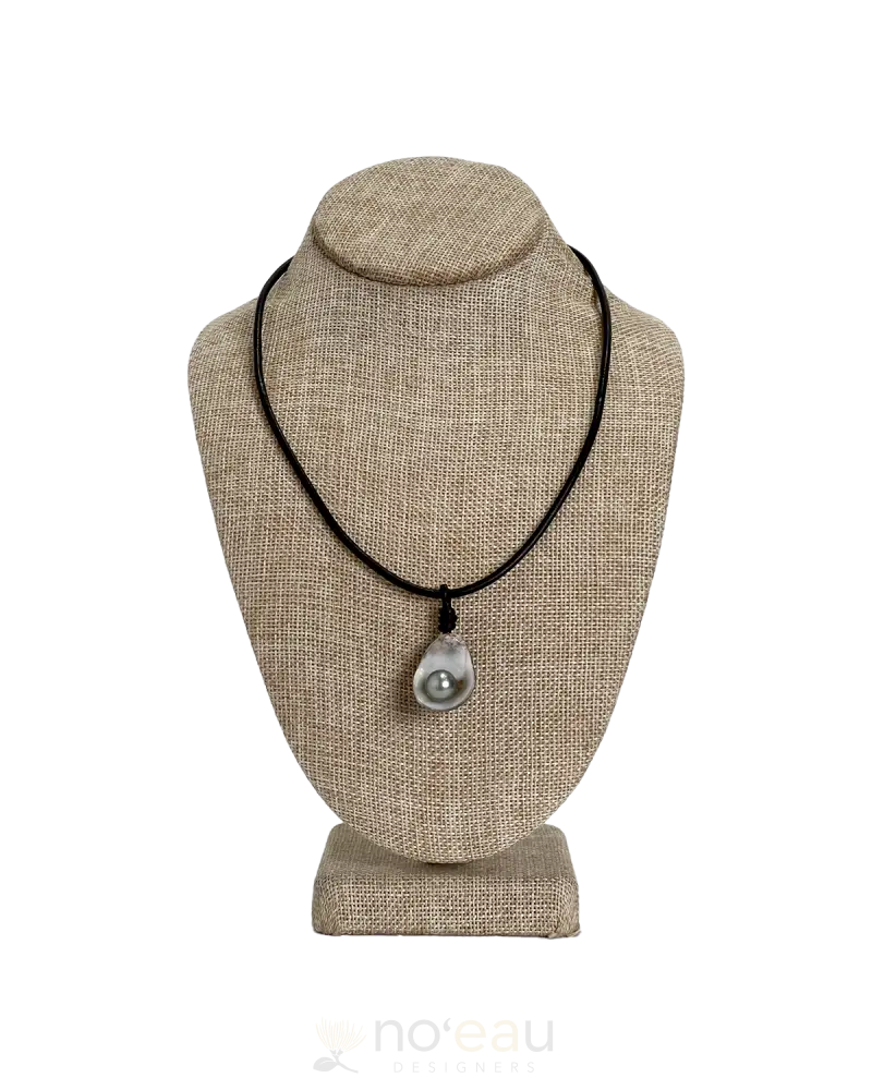 NOEAU - Kupee + AAA Tahitian Pearl on Leather Necklace Purple JEWELRY