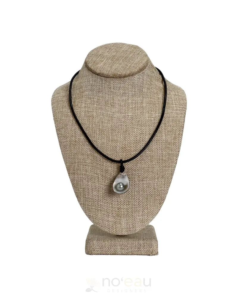 NOEAU - Kupee + AAA Tahitian Pearl on Leather Necklace Purple JEWELRY