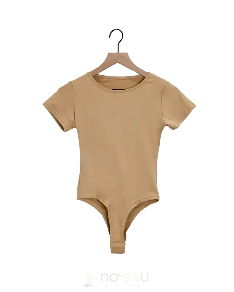 Noeau - Round Collar Cream Thong Bodysuit Womens Clothing