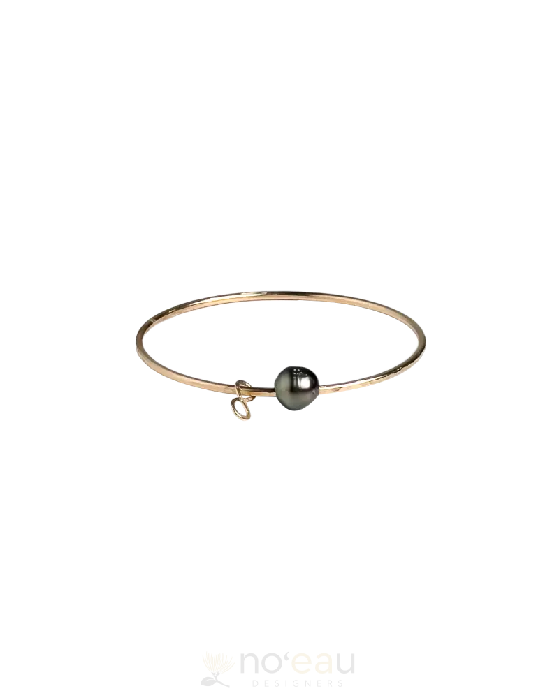 Noeau - Size 7.5 14K Goldfilled Bangle With Tahitian Pearl & Assorted Charm Infinity Charm Tahitian