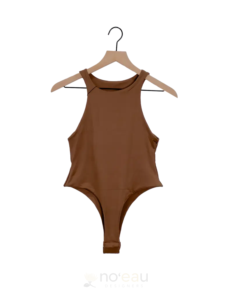 Noeau - Sleeveless Mocha Thong Bodysuit Womens Clothing