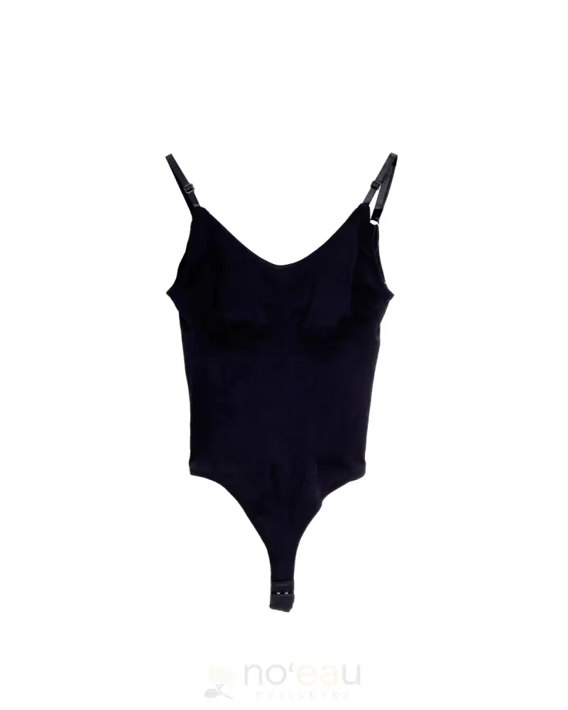 Noeau - Spaghetti Straps Black Thong Bodysuit Womens Clothing