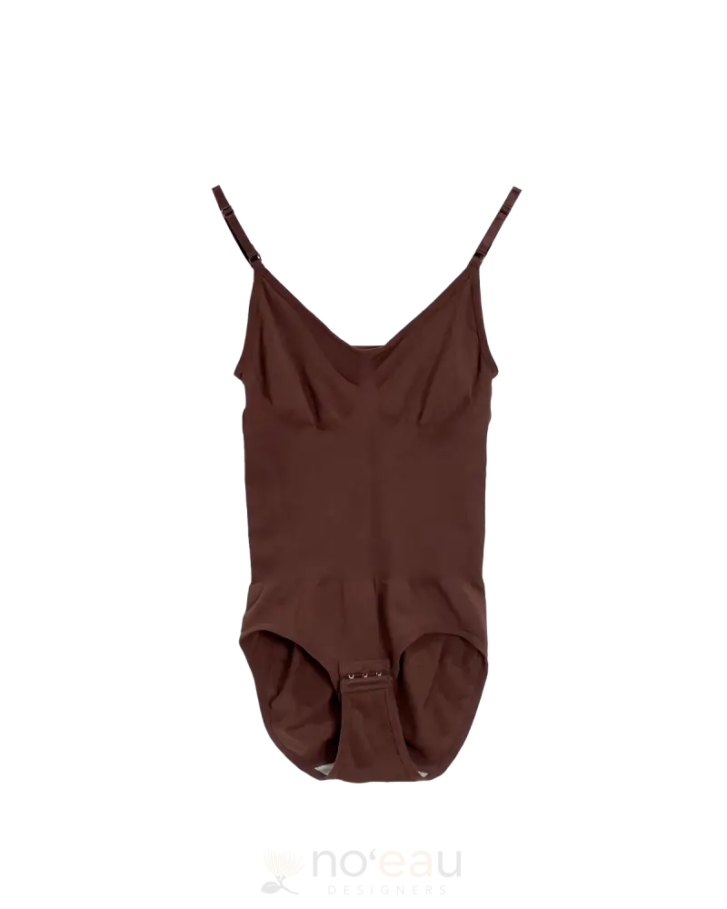 Noeau - Spaghetti Straps Brown Briefs Bodysuit Womens Clothing