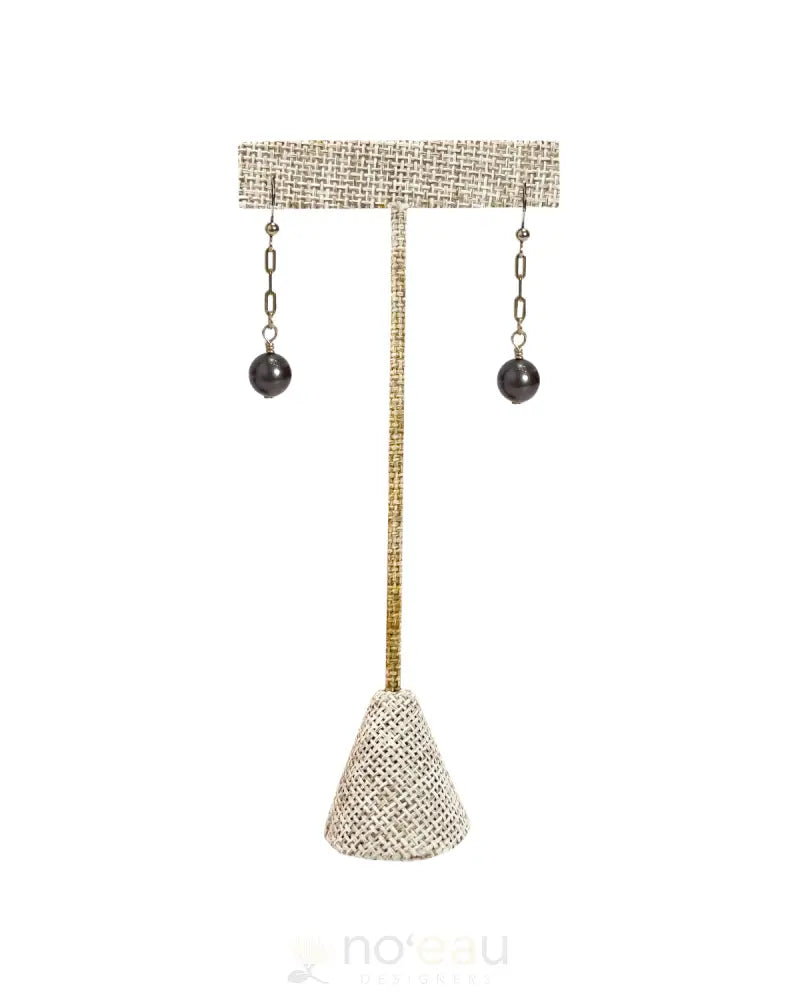 NOEAU - Tahitian Pearl Dangling Paperclip Earrings 1’’ JEWELRY