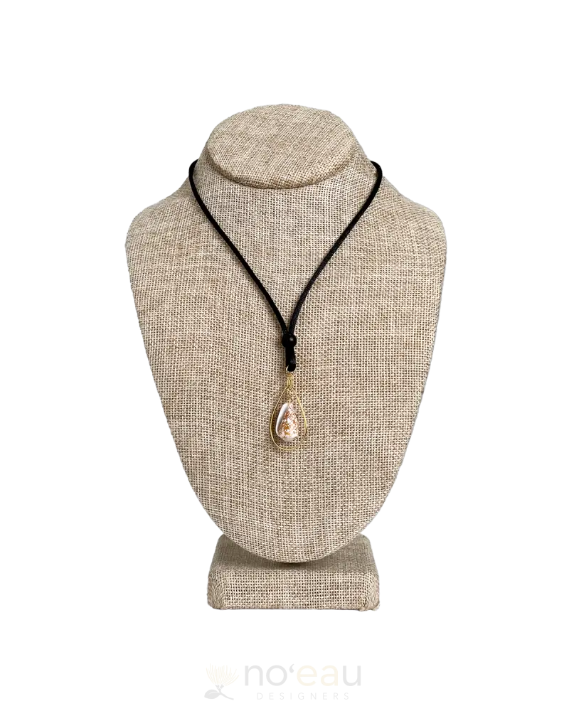 Papa Kine Things - Assorted Shell Pendant Necklace Gold W/Brown Shell Jewelry