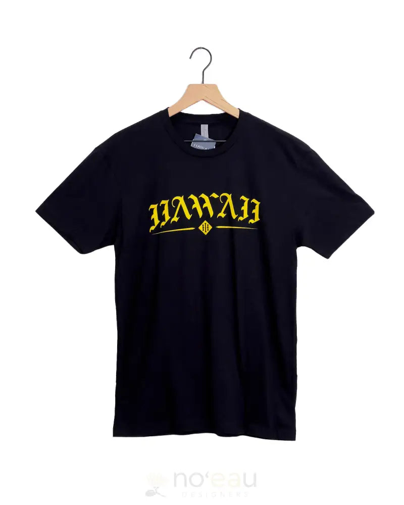 PIKO - 11AWA11 Old English Black/Yellow T-Shirt - Noʻeau Designers