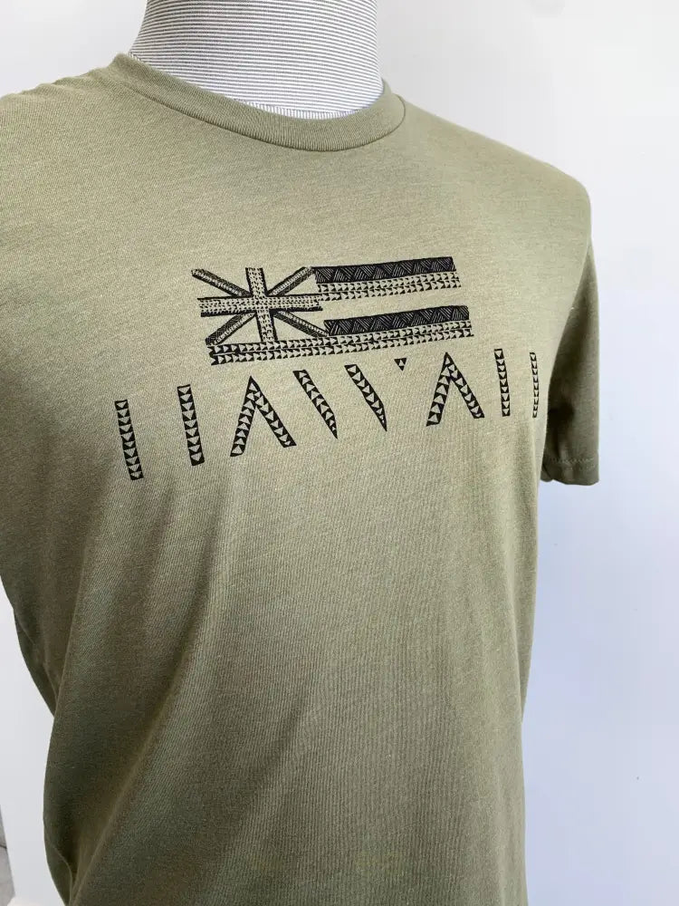 PIKO - Kapa Flag Military Green T-Shirt - Noʻeau Designers